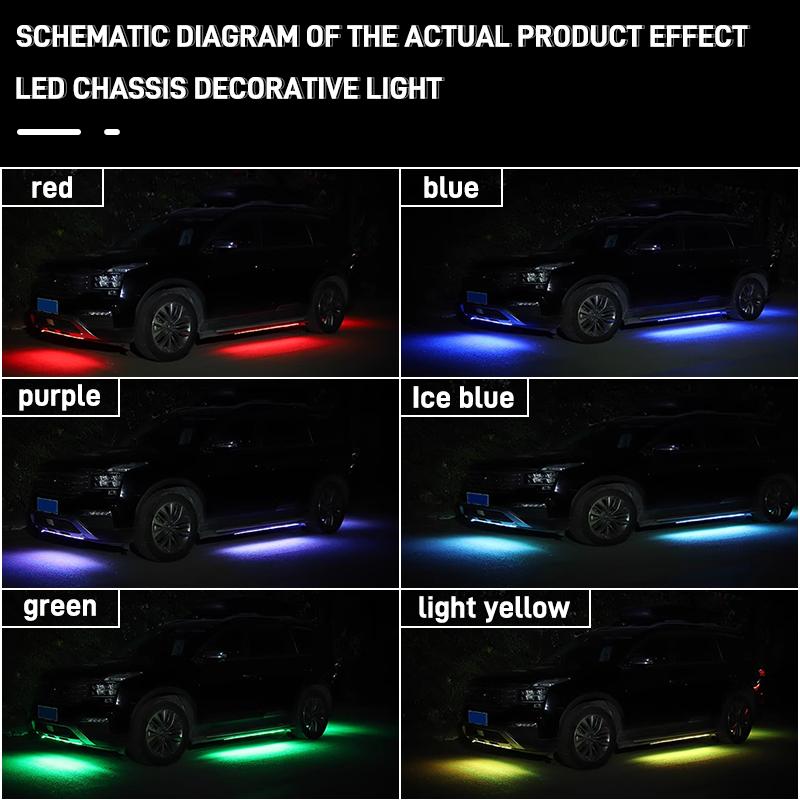 Car Flexible Underglow Strip Light LED Underbody Chassis Light APP Remote Control RGB Neon Auto Atmosphere Decoration Lamp