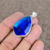 Blue Topaz Gemstone Handmade 925 Sterling Silver Jewelry Pendant 1.77" KKG-58