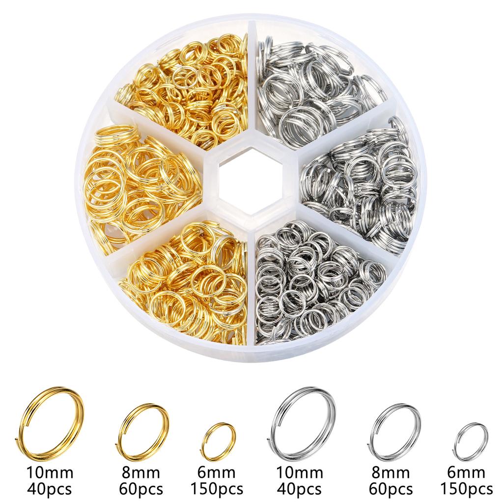 1 Box Metal Open Jump Rings Kit Gold Silver Color Double Loops Split Rings For DIY Bracelet Earring Making Connector Accessories