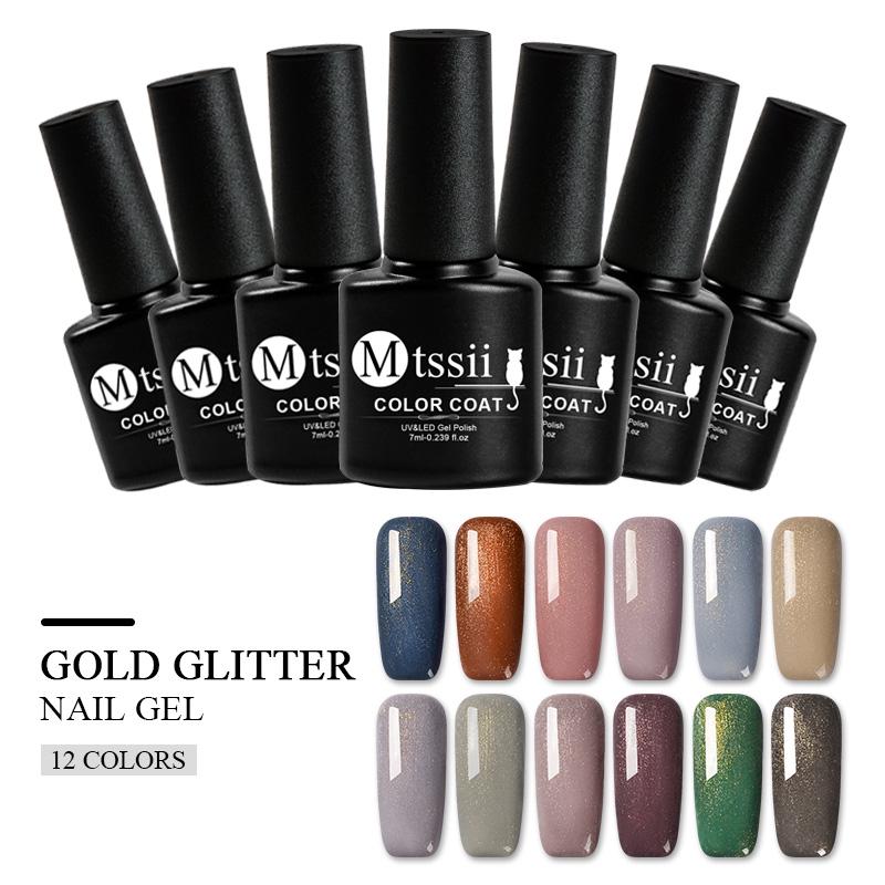 

Mtssii 7 мл 12 цветов УФ-светодиодный замачиваемый золотой блестящий гель замачиваемый УФ-полуперманентный лак