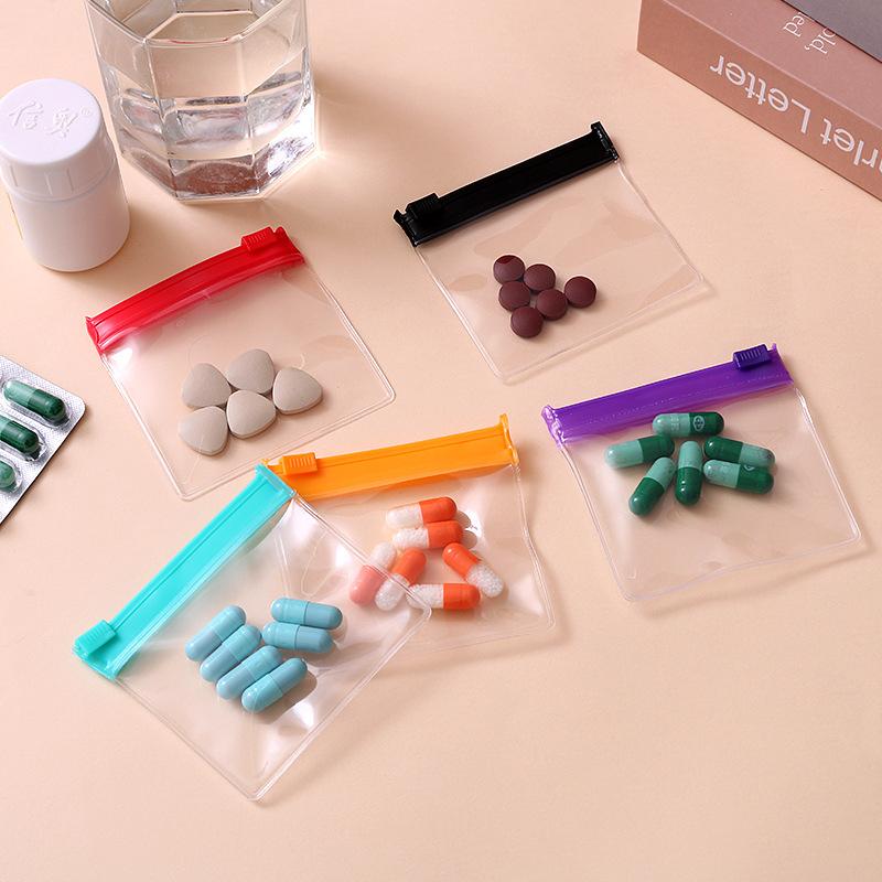 10 Pieces Reusable Zipper Pill Bags Medicine Storage Bags Translucent Self-Sealing Travel Bags Medicine Dispensing Storage Bags
