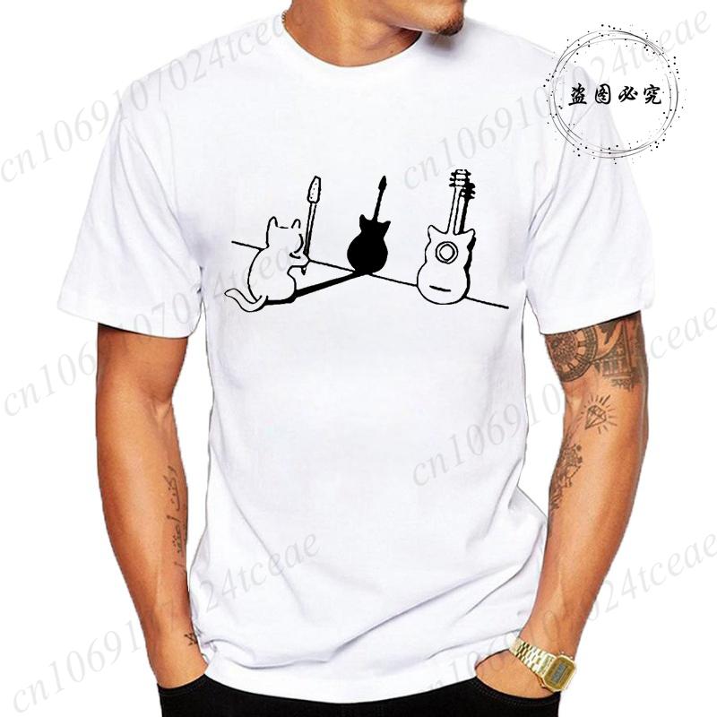 

S5XL T Shirt For Men Cat And Guitar Funny Design Tops Soft Unisex Oneck Tshirts Clothes TShirts Women Tops Fashion TShirts S