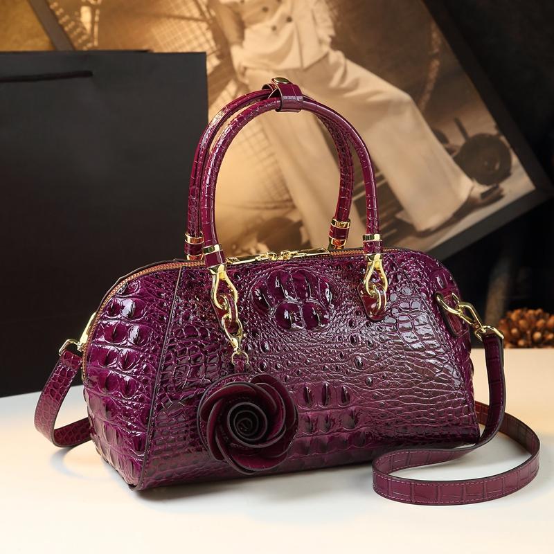 Genuine Leather Crocodile Pattern Women Bag Handbag Women's New Fashion Shoulder Messenger Bag Large Capacity Pillow Bags
