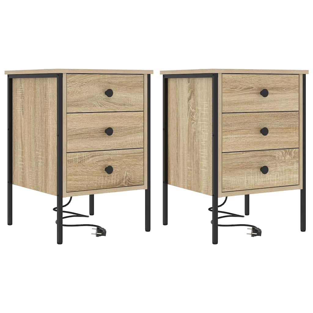 Nightstand 2 Pcs Sonoma Oak 42 X 41 X 61 Cm Engineered Wood
