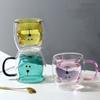 Double-layer Glass Cup 250ml Coffee Mug Gift Cute Bear Mugs  Drinking Utensils