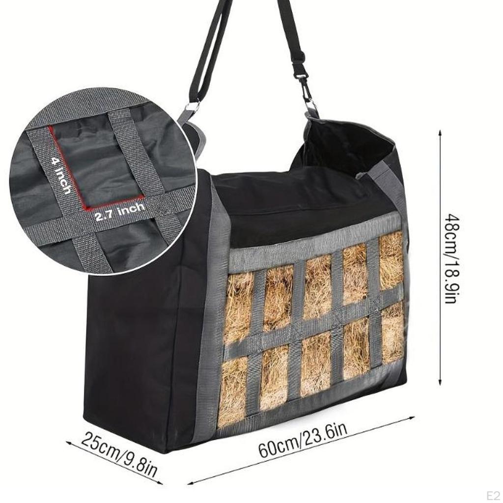 Horse Hay Bag Slow Feed Feeder Easy Hanging Paddock Wall Net Adjustable Strap for Trailer Trip