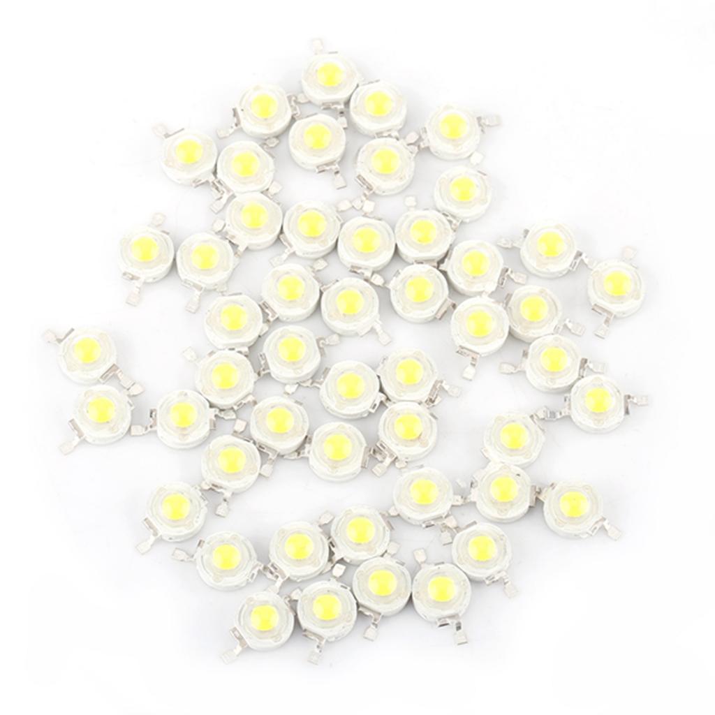 50pcs SMD 1W LED Lamp Bulb Beads Chip For Home Floodlight High White