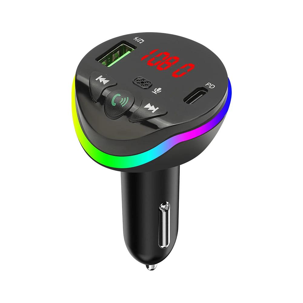 

Bluetooth 5.0 Автомобильный FM-передатчик PD USB Автомобильное зарядное устройство для телефона Быстрое зарядное устройство с подсветкой Беспроводной MP3-плеер Handsfree Автомобильный комплект