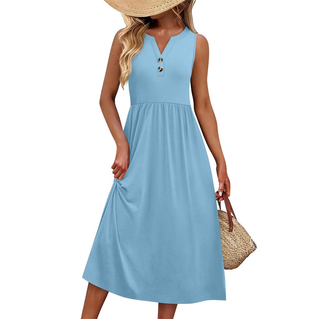 Damen Sommerkleider Maxikleid Urlaub Strand Sonnenkleider Mit Taschen