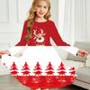 Girl Casual Snowflake Print Round Neck Long Sleeve Dress Kid Princess Dress