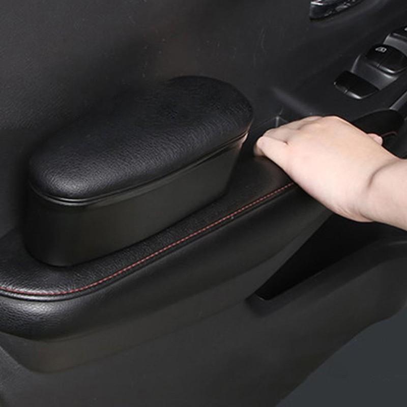 1 peça Apoio de braço ergonômico de couro para porta de carro com caixa de armazenamento