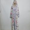 Floral Long Dress & Headscarf Two-Piece Cardigan Set