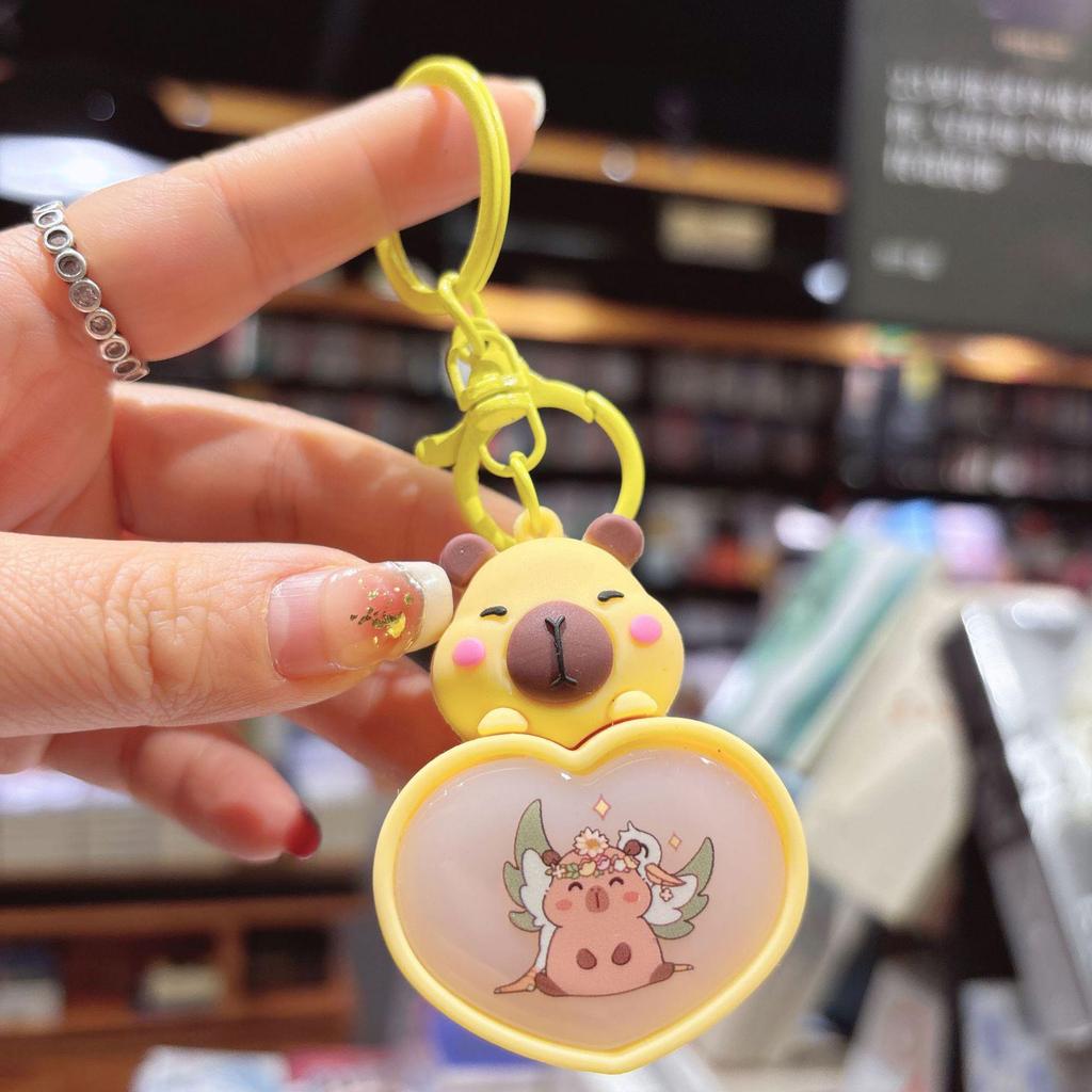 Glowing Capybara Night Light Keychain - Cute Cartoon Pendant
