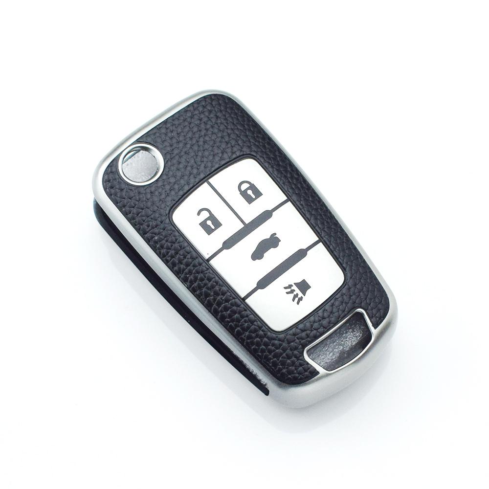 

Чехол для ключа автомобиля из ТПУ и кожи с 3/4 кнопками, брелок для Opel Astra Corsa Mokka Buick Chevrolet Cruze Aveo Malibu Trax Sail, сумка-чехол 4 button cover серебряный