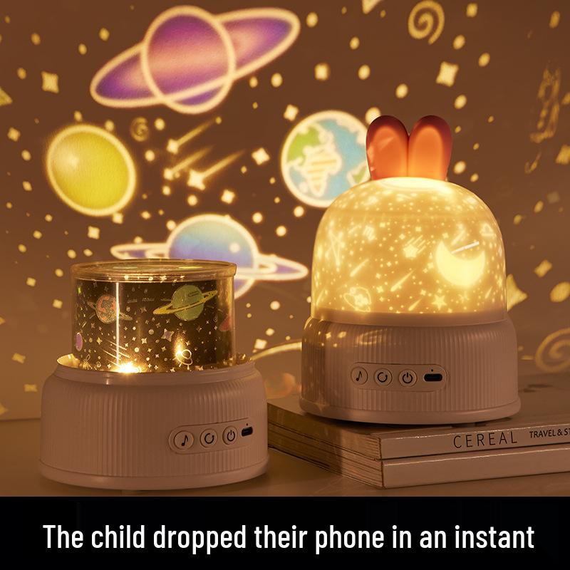 Elf LED Rechargeable Rotating Projection Lamp: Creative Children's Night Light & Music Box with Remote Control