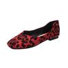 Fashion Big Size 35-43 leopard pattern flats woman ballerina flock shallow sneaker shoes women square toe soft soled moccasins femme2025