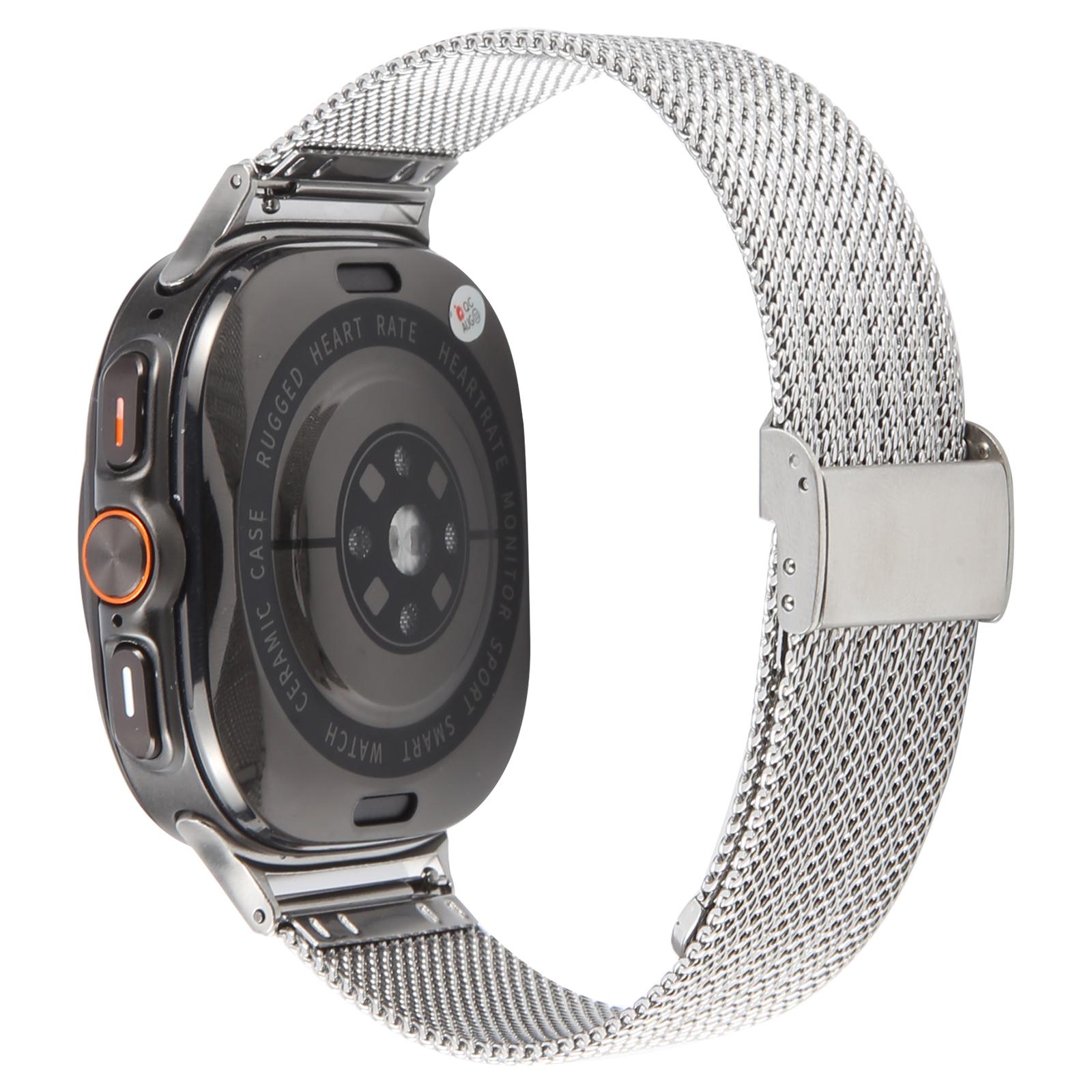 

For Samsung Galaxy Watch Ultra 47mm Milanese Metal Watchband Replacement Strap with One Piece Buckle Silver