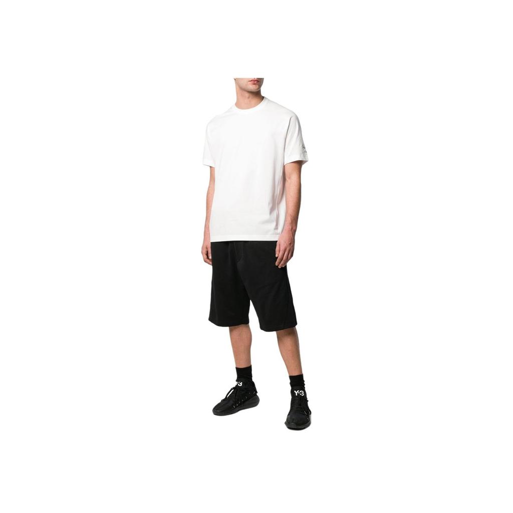 Y-3 Sleeve Logo Solid Color Round Neck Pullover Short Sleeve Regular T-Shirt Unisex T-Shirt White DY7183