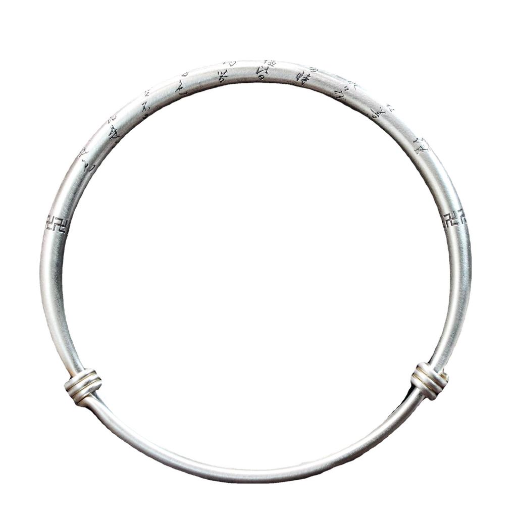 Zuyin 9999 Heart Classic Ten Thousand Character Push Pull Bracelet Women's Pure Silver Retro Fashion Ethnic Style Bracelet