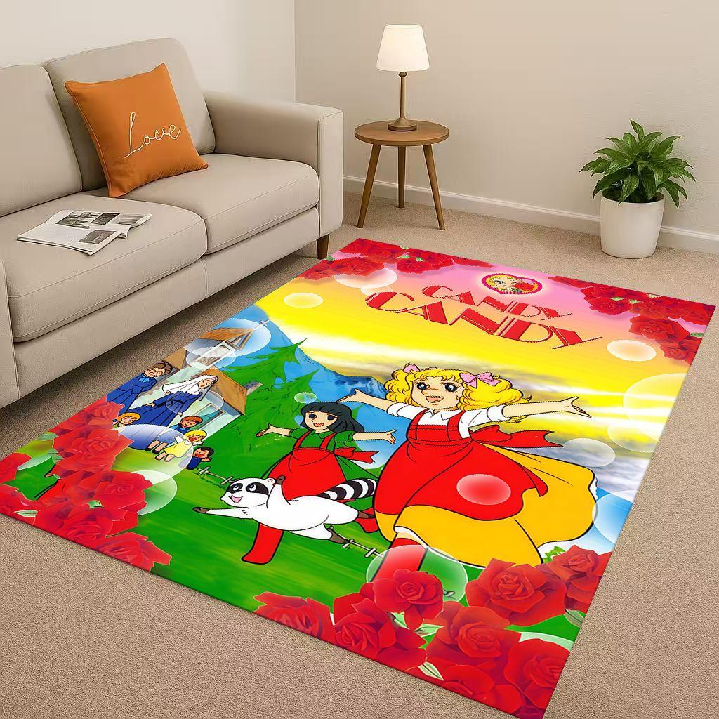 Cartoon Candy Candy Sweet Girl Anime Room Non Slip Area Rug Soft Carpet for Bedroom Playroom Sofa,Easy Clean Home Decor Doormat