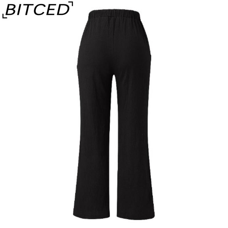 BITCED Women's Fashion Casual Solid Color Print Pants & Capris