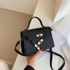 Minimalistische Faux-Leder-Schultertasche mit Schlossverschluss für Damen Trendige Crossbody-Tasche