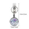 Glitter Epoxy Resin Rotating Retractable Keychain Badge Reel with Sequins Cute Creative Office ID Card Holder Strap