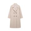Women Fashion Solid Double Breasted Long Trench Coats Vintage Lapel Neck Full Sleeves Female Chic Lady Outfits
