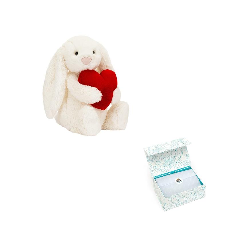 JELLYCAT Valentinstag Bonnie Hase Rotes Herz Puppe Plüschtier 18/31cm Höhe