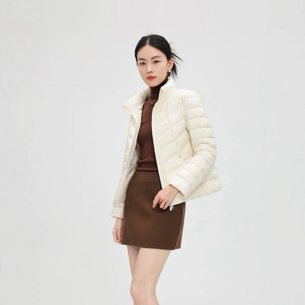 Autumn and winter new European light down jacket women's short fashion stand-up collar white duck down small coat tide