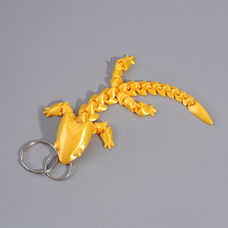 Adorable Multi Jointed Keyrings Creative 3D Printed Gecko Figurine Keychain Unique Backpack Decoration Accessories Gifts