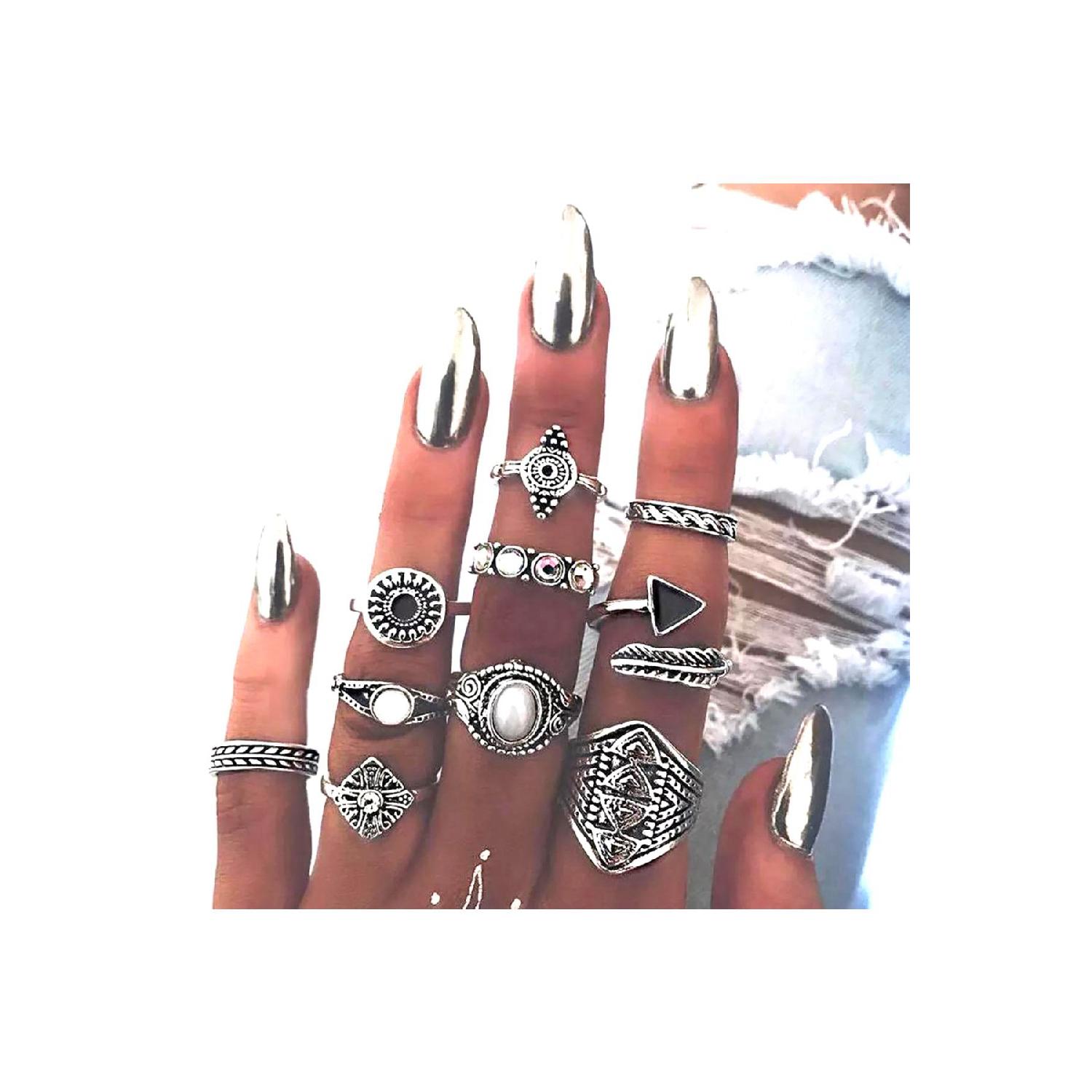 

Серебряный комплект из нескольких колец