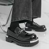 Retro Men's Chunky Sole Shoes Patent Leather Elevator Oxfords Casual Big Size Fashion Sneakers for Men Height Increasing Shoes
