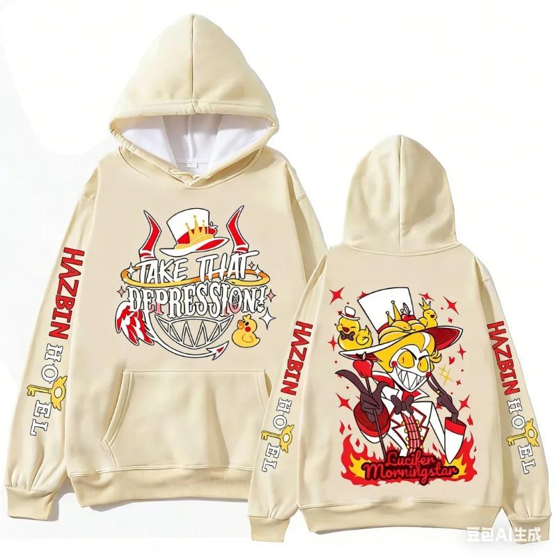 Popular Anime Pattern Hoodie For Men Women Hazbin Hotel Hooded Sweatshirt Trend Street Unisex Clothes Fashion Clothing