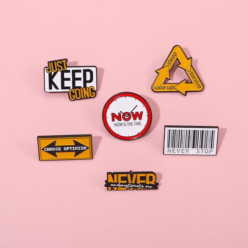 Creative Inspired Cartoon American Style Brooch Featuring Motivational Letters For Trendy Bags