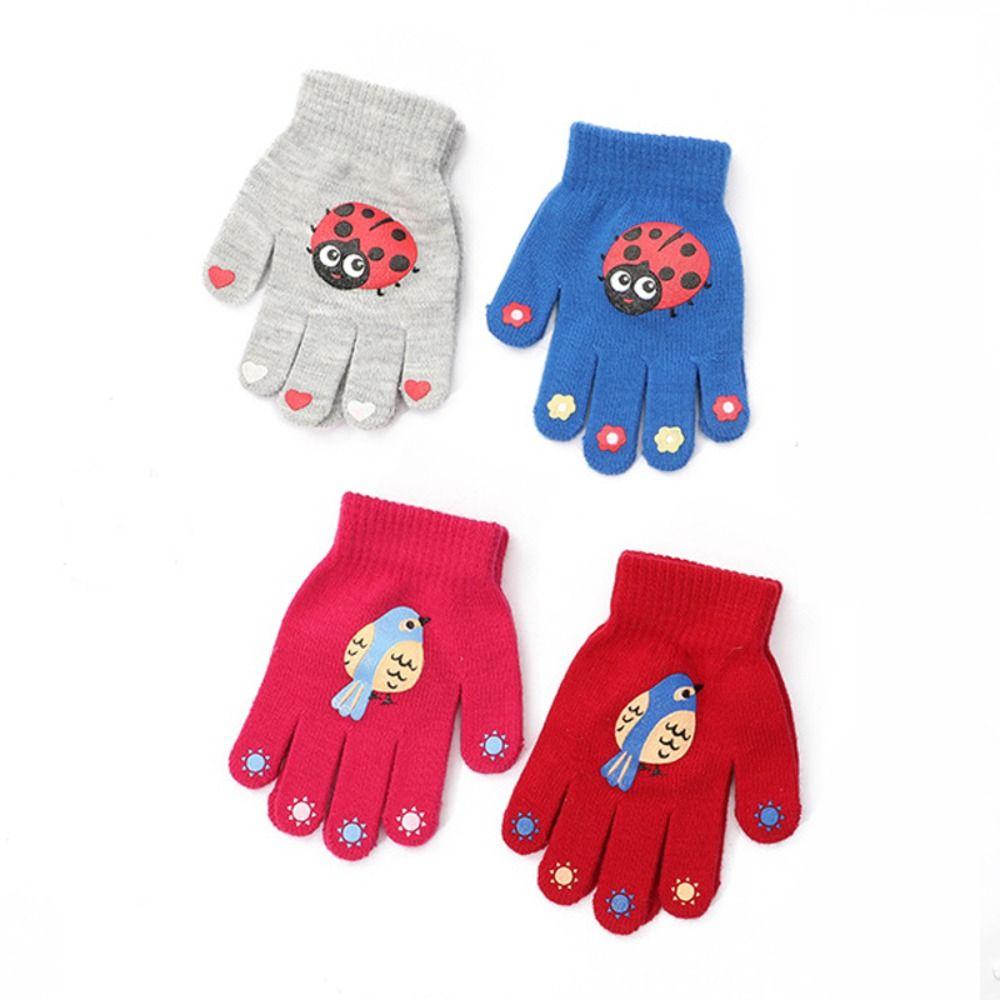 Thicken Warm Mittens Windproof Full Finger Guantes Fashion Children Knitted Gloves  Winter