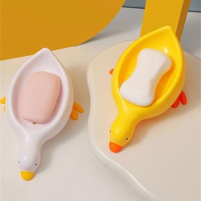Self Draining Soap Holder Duck Shape Tray Storage Solution Decorative Duck Soap Dish Easy Carrying for Bathroom Kitchen
