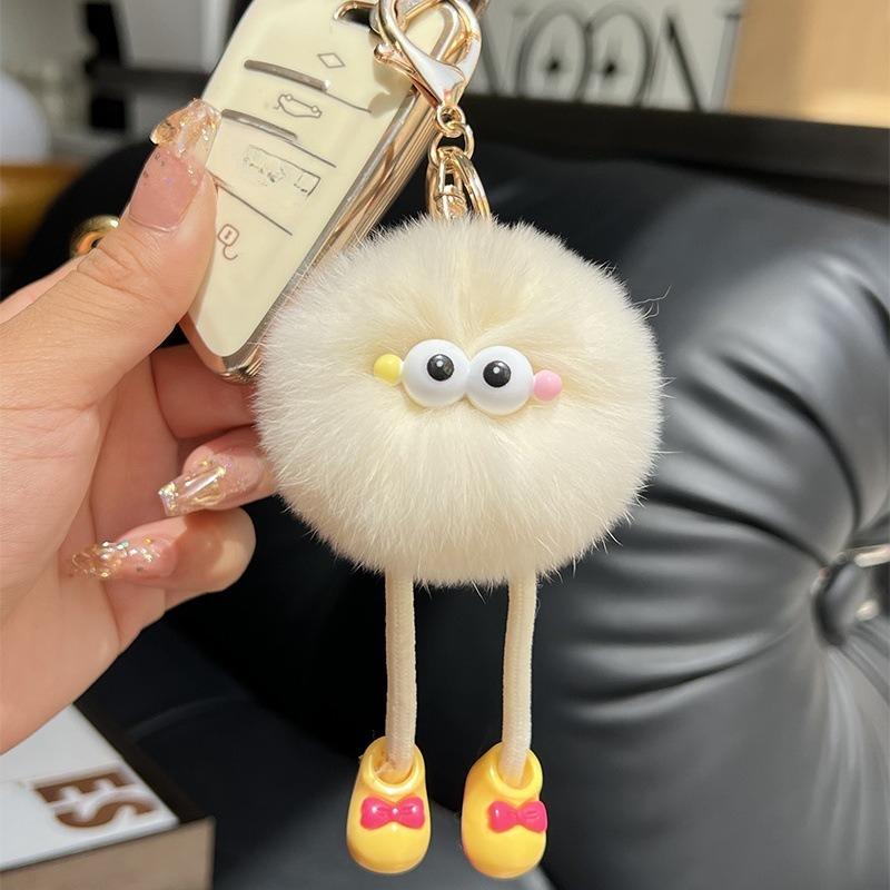 Non-Toxic Cute Big Eyes Plush Toys Keychain Cartoon Briquettes Keychain Briquettes Car Keychain Pendant Korean Plush School Bag Pendant