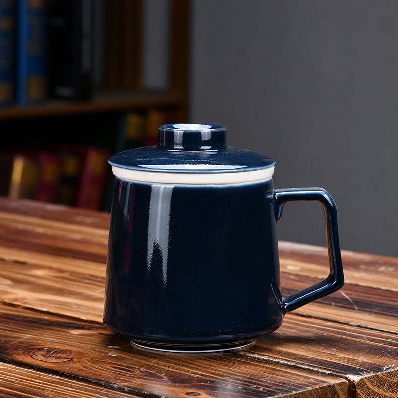 Ceramic Water Cup Teacup With Lid Office Cup Gift Box White Porcelain Cup With Filter Liner Gift