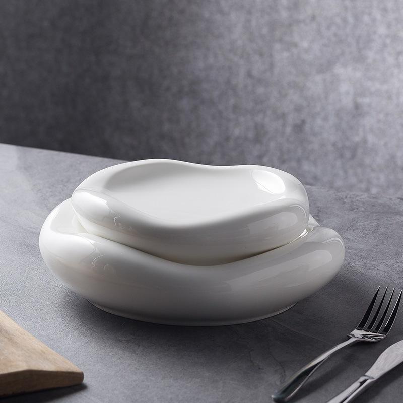Nordic Clouds Special-Shaped Plate Ins Style Fashion Artistic Conception Plate Characteristic White Plate Creative Restaurant Hotel Ceramic Tableware