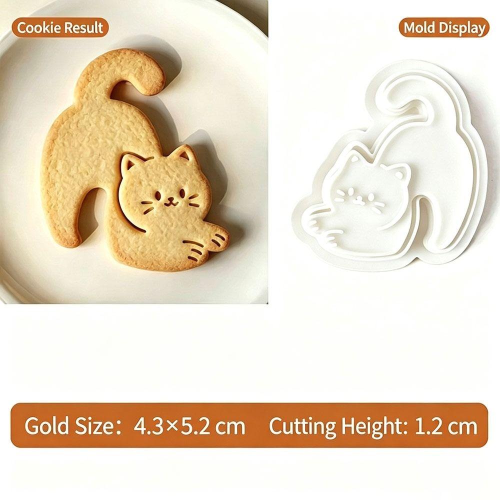 Cartoon Cat Cat Cookie Mold Hanging Cup Cookie Press New Cat Baking Stamp Coffee Cup Decoration