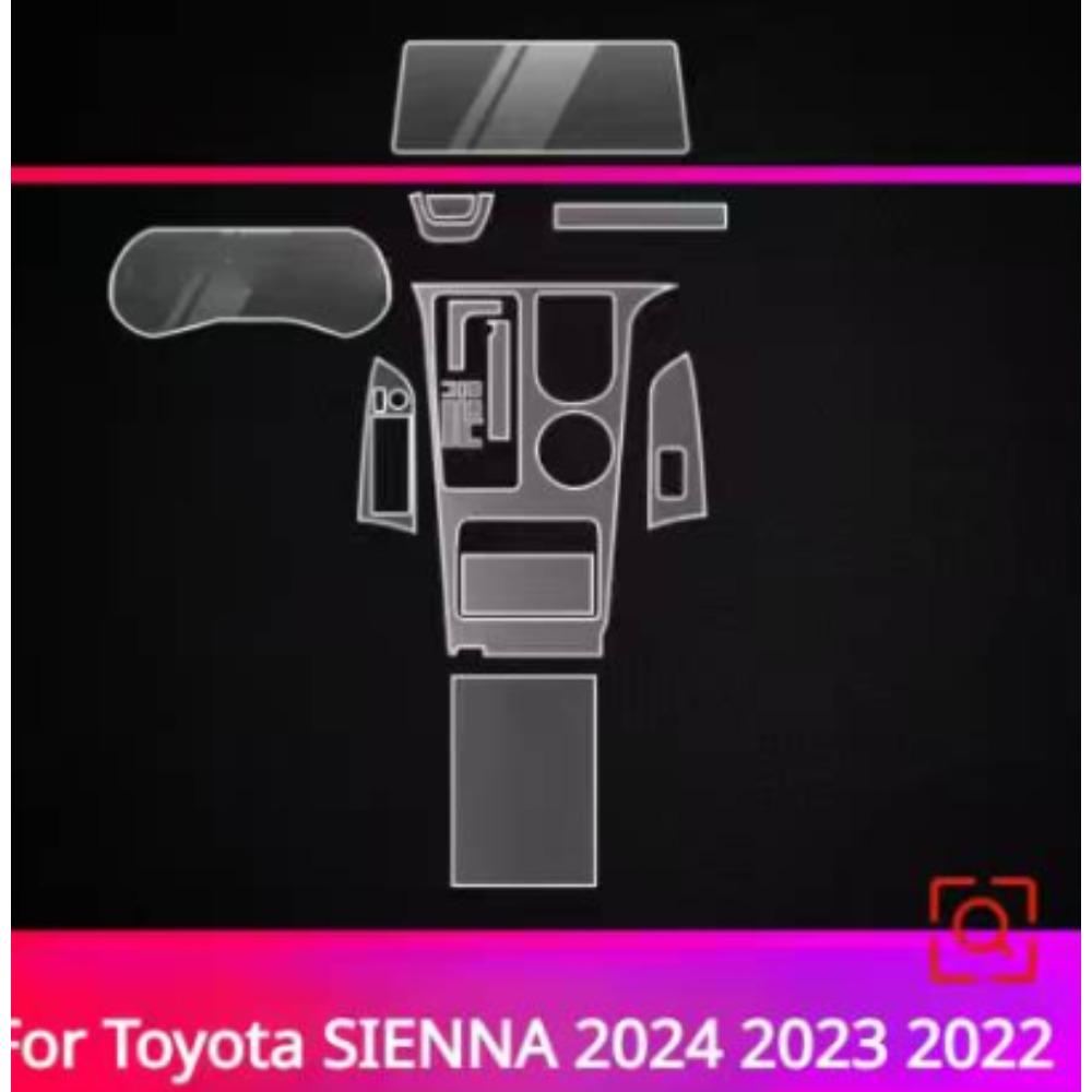 TPU Protective Film for Toyota Sienna XL40 2022-2024 Interior Anti-Scratch Transparent Sticker Set / Matte transparent / RHD чёрный