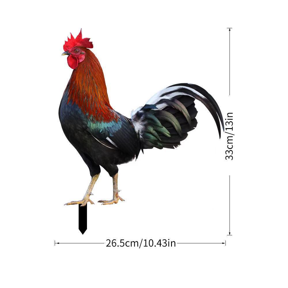 3D Rooster Acrylic Mirror Yard Art: Creative Outdoor Garden Decoration