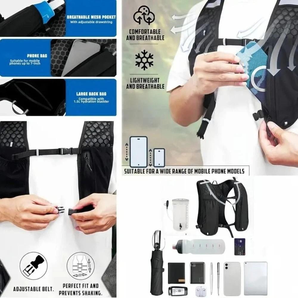Adjustable Reflective Running Vest Pack Waterproof Sports Backpack  Hiking