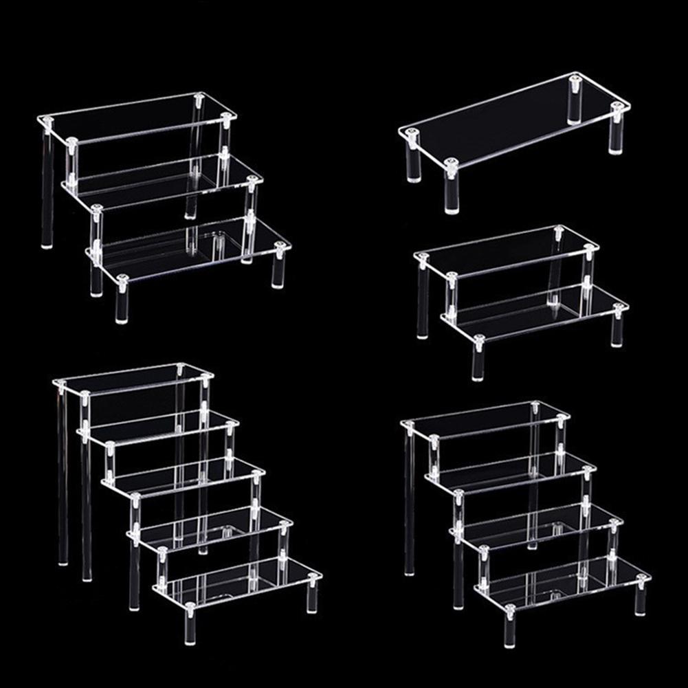 1-3 Layers Acrylic Display Stand Clear Display Riser Perfume Figurine Transparent Storage Rack Anime Figures Cupcake Shelf