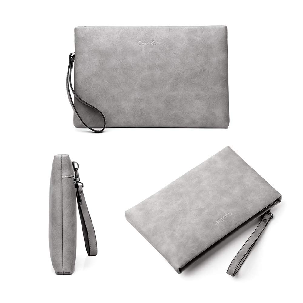 Whatna Leather Clutch Bag B5 6 Card Slots Coin Purse Business Casual Formal Wedding Ceremony Wedding Reception Bag for Men Blue Gray Black 9972 2-way