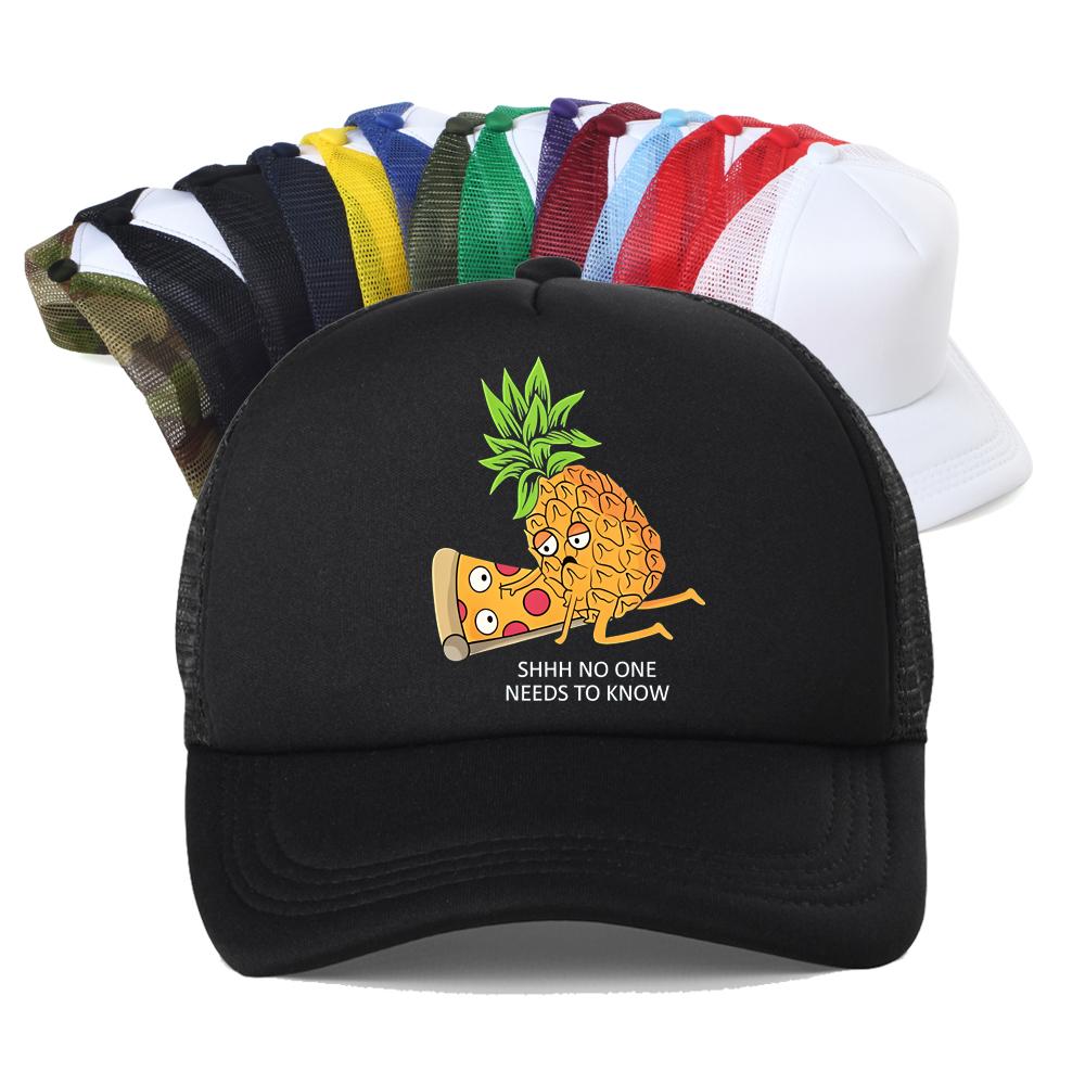 Pineapple Belongs On Pizza Funny Food Pun Baseball Cap Birthday Gift For Men Adult Summer Mesh Breathable Hat
