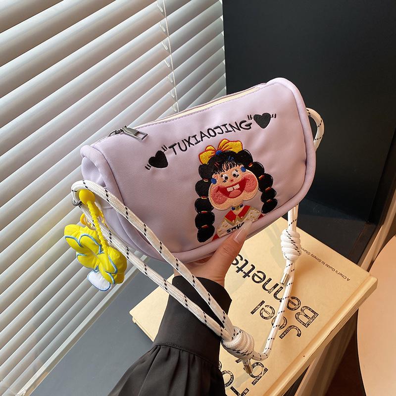 Cartoon Graffiti Canvas Crossbody Bucket Bag - Illustration Design Handbag