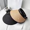 New Summer Vinyl Sun Protection and UV Headband  Straw Woven  Adult Empty Roof Letters  Large Hat Brim  Small Face