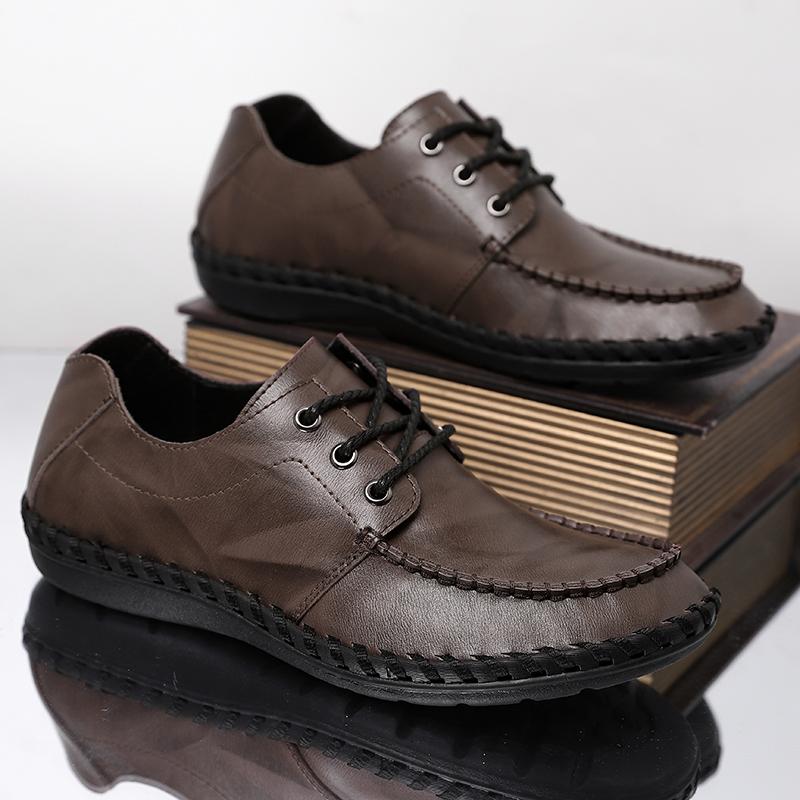 Handmade Casual Shoes For Men Lace Up Split Leather Moccasins Plus Size 38-46 Tenis Masculinos